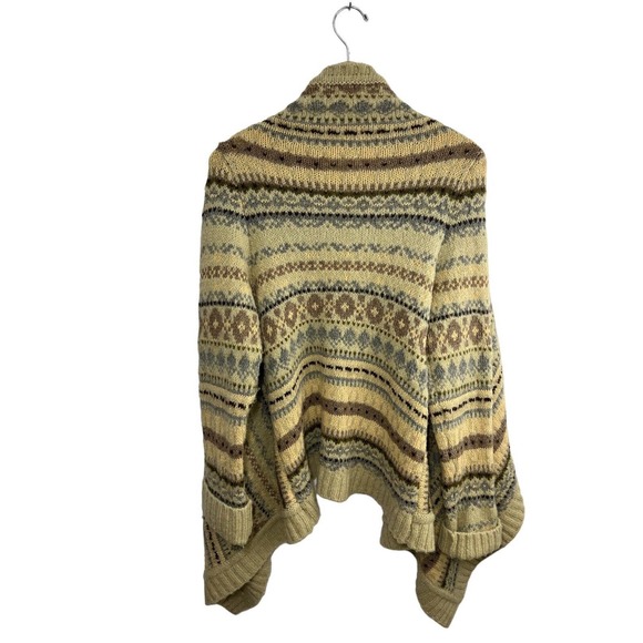 Sleeping on Snow Womens Sweater Medium Beige Printed Cardigan Long Sleeve Wool - Picture 2 of 11